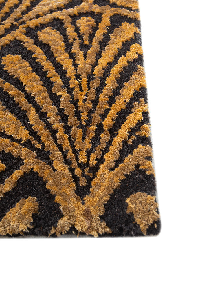 azalea grey and black wool and bamboo silk hand knotted Rug - Corner