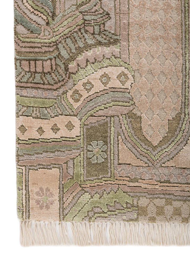 khidki grey and black wool and bamboo silk hand knotted Rug - Corner