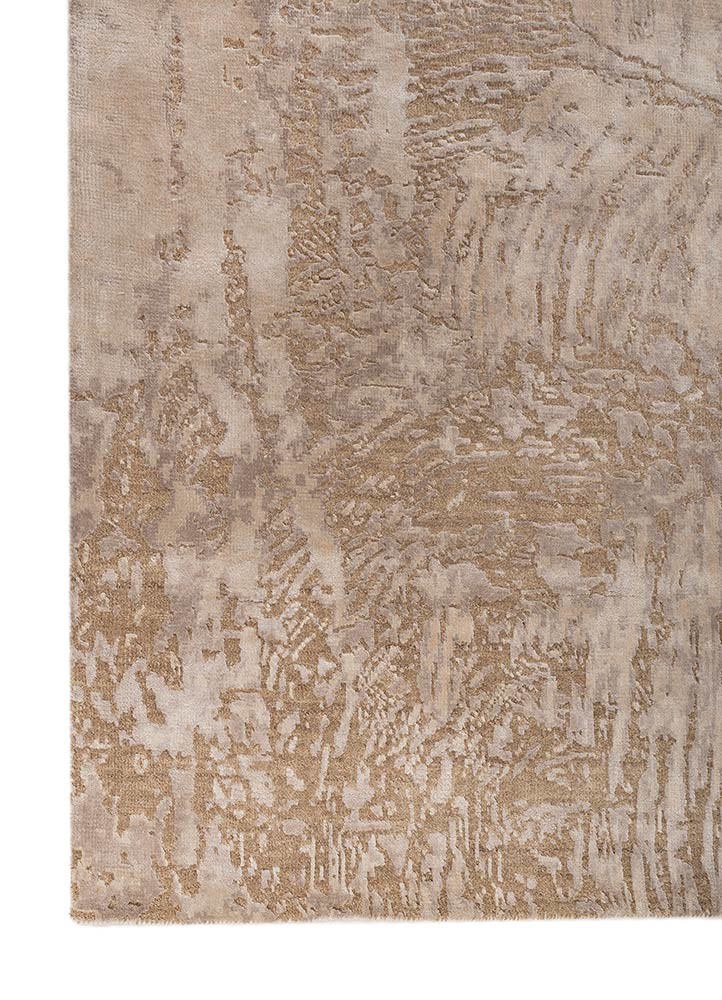 aprezo beige and brown wool and bamboo silk hand knotted Rug - Corner aprezo beige and brown wool and bamboo silk hand knotted Rug - Corner