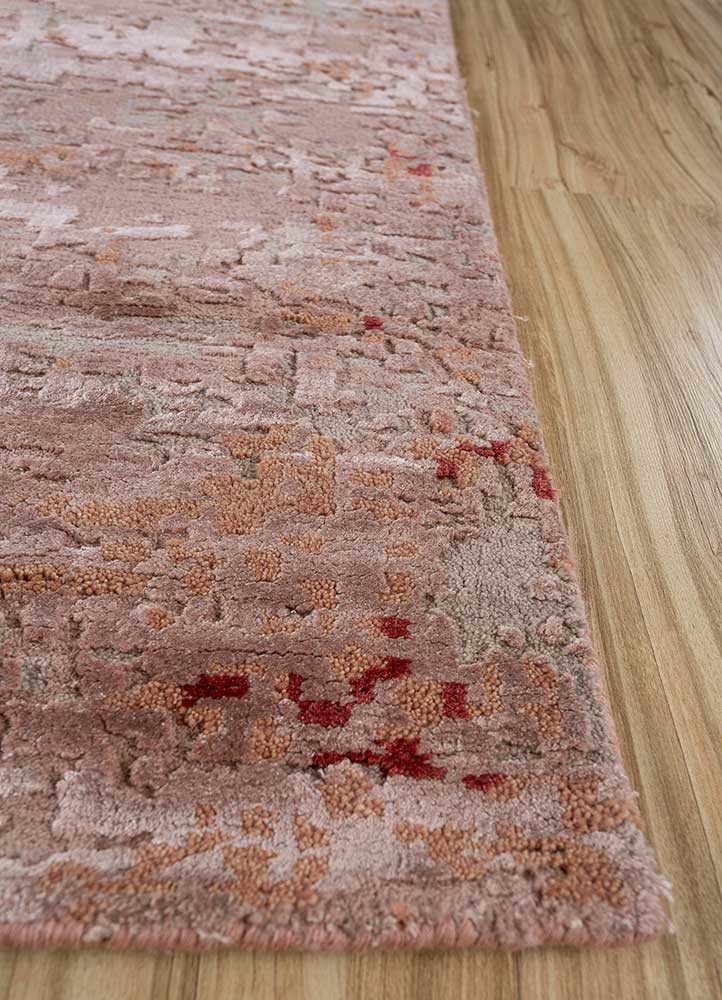 uvenuti pink and purple wool and bamboo silk hand knotted Rug - Corner