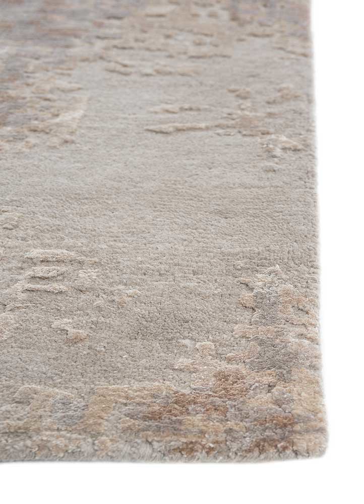 uvenuti grey and black wool and bamboo silk hand knotted Rug - Corner