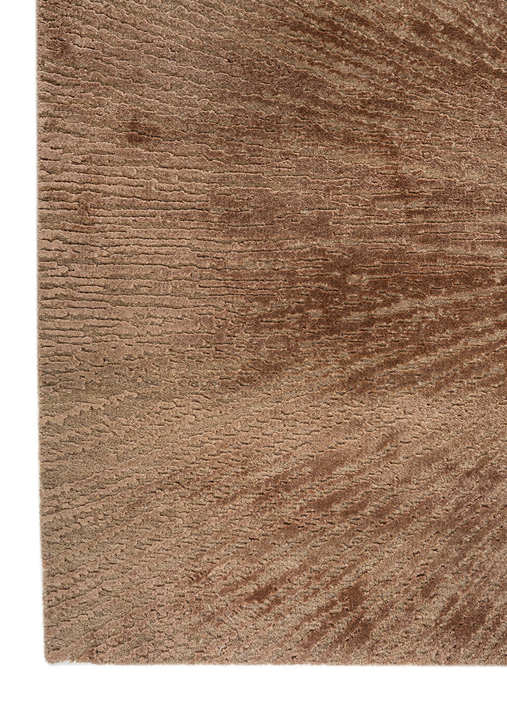 uvenuti beige and brown wool and bamboo silk hand knotted Rug - Corner