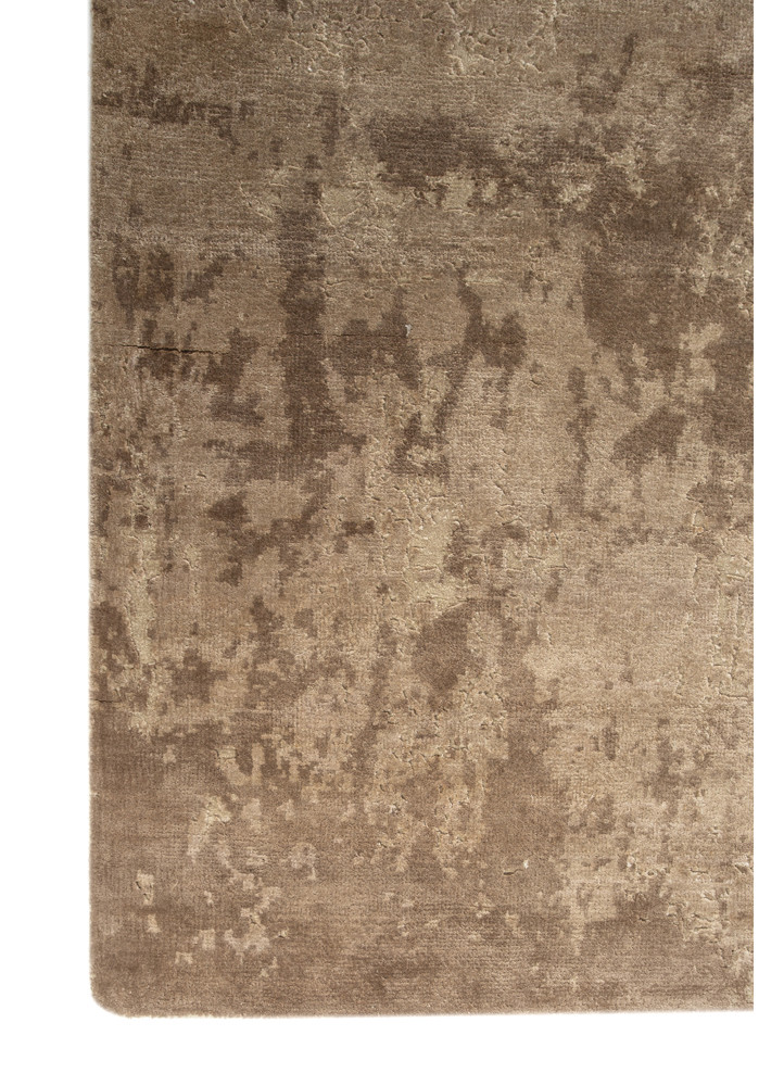 uvenuti beige and brown wool and bamboo silk hand knotted Rug - Corner