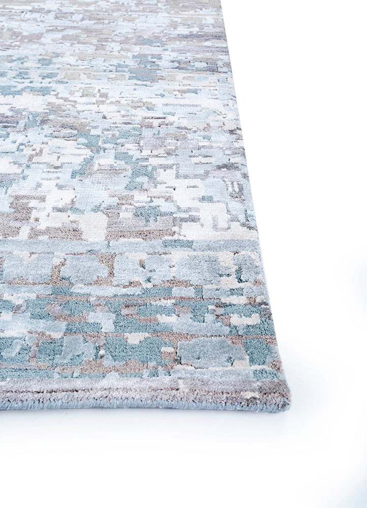 far east blue wool and bamboo silk hand knotted Rug - Corner far east blue wool and bamboo silk hand knotted Rug - Corner