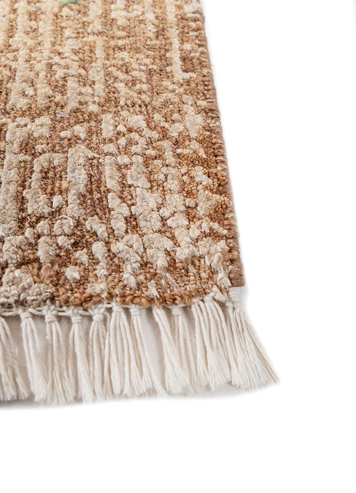 entropy red and orange wool and silk hand knotted Rug - Corner