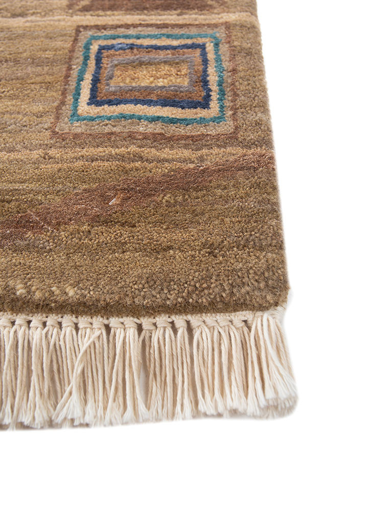 manchaha beige and brown wool and silk hand knotted Rug - Corner manchaha beige and brown wool and silk hand knotted Rug - Corner