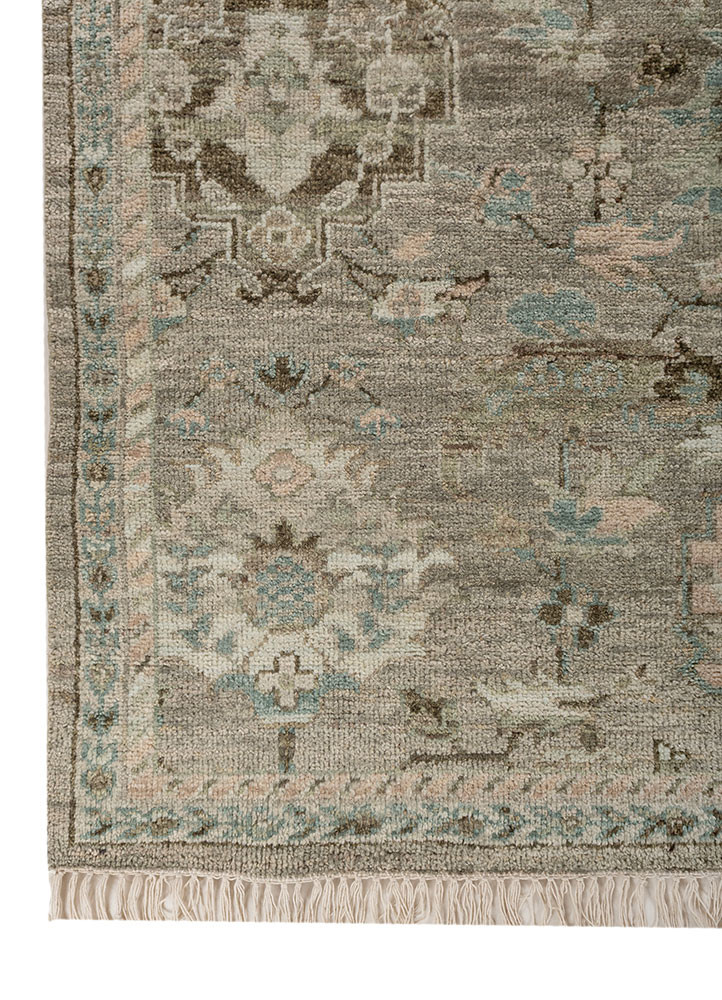 savana green wool hand knotted Rug - Corner savana green wool hand knotted Rug - Corner