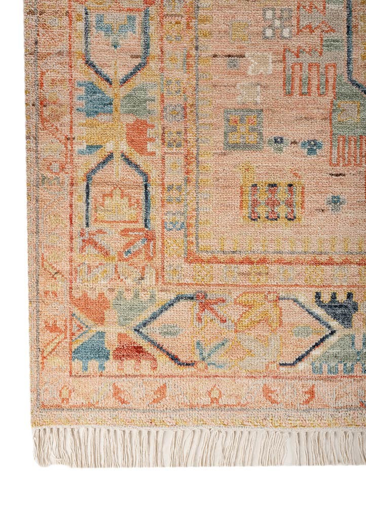 aprezo red and orange wool hand knotted Rug - Corner aprezo red and orange wool hand knotted Rug - Corner
