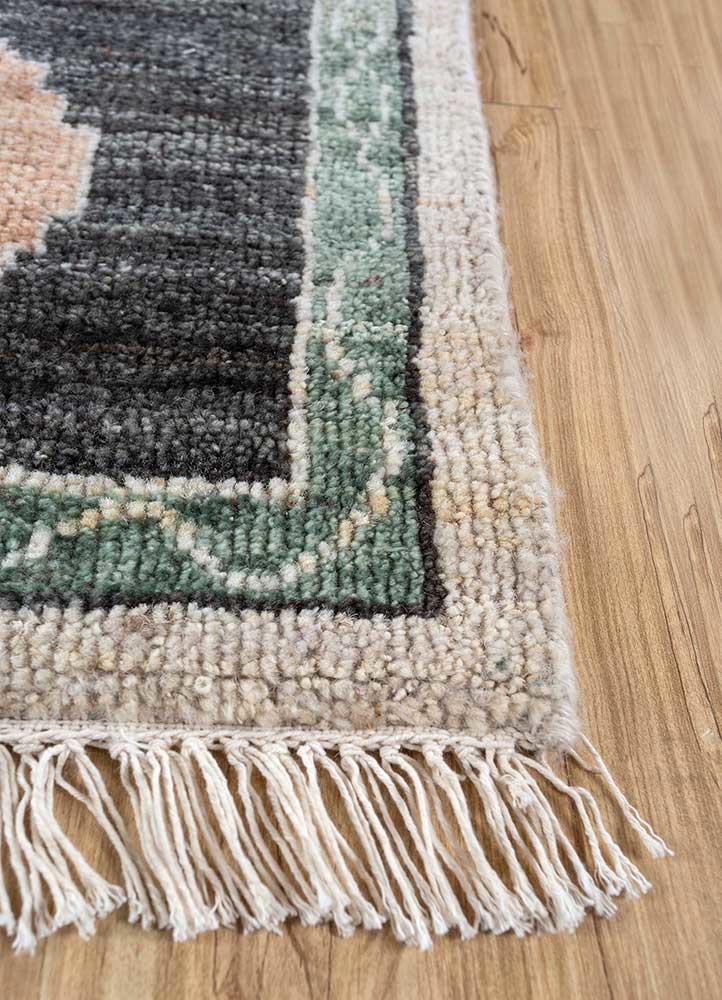 thyme ivory afghan wool hand knotted Rug - Corner