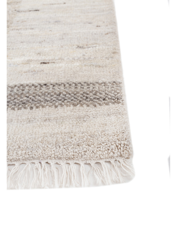 blythe ivory afghan wool hand knotted Rug - Corner