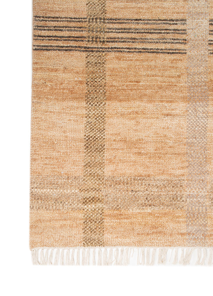 blythe beige and brown wool hand knotted Rug - Corner
