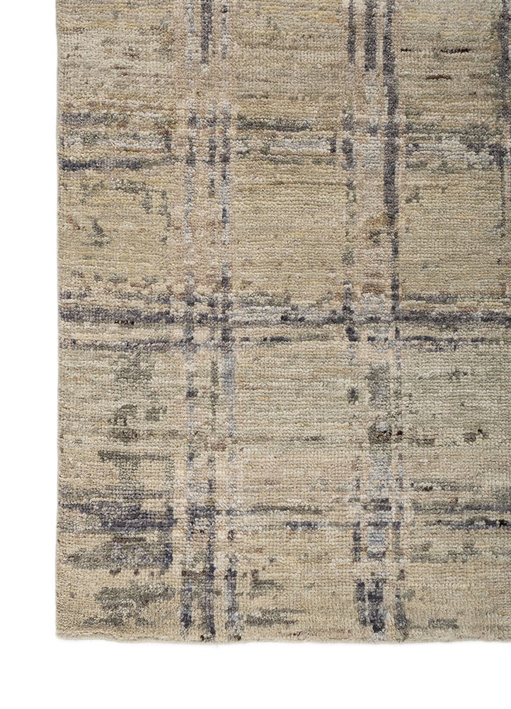 blythe ivory wool hand knotted Rug - Corner