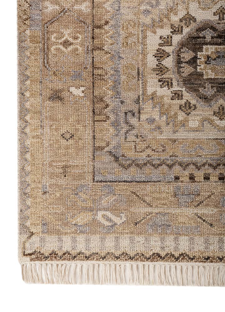 aprezo beige and brown wool hand knotted Rug - Corner aprezo beige and brown wool hand knotted Rug - Corner
