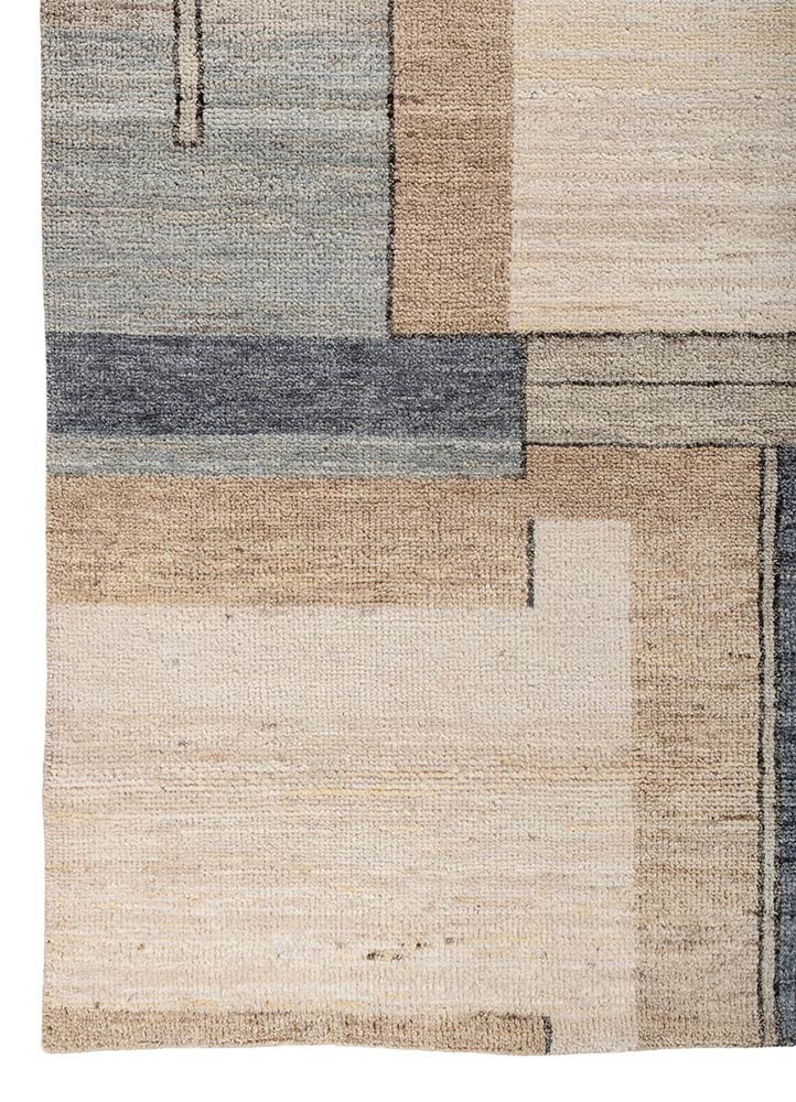 blythe ivory wool hand knotted Rug - Corner