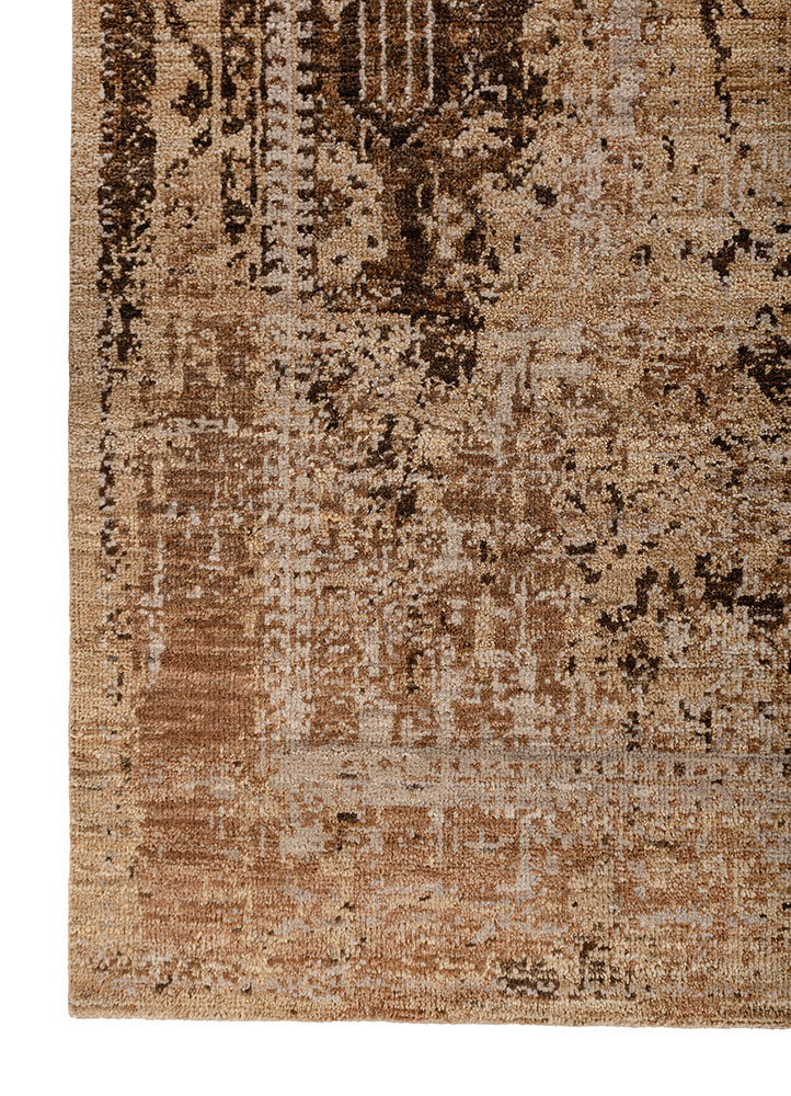 aprezo beige and brown wool hand knotted Rug - Corner aprezo beige and brown wool hand knotted Rug - Corner
