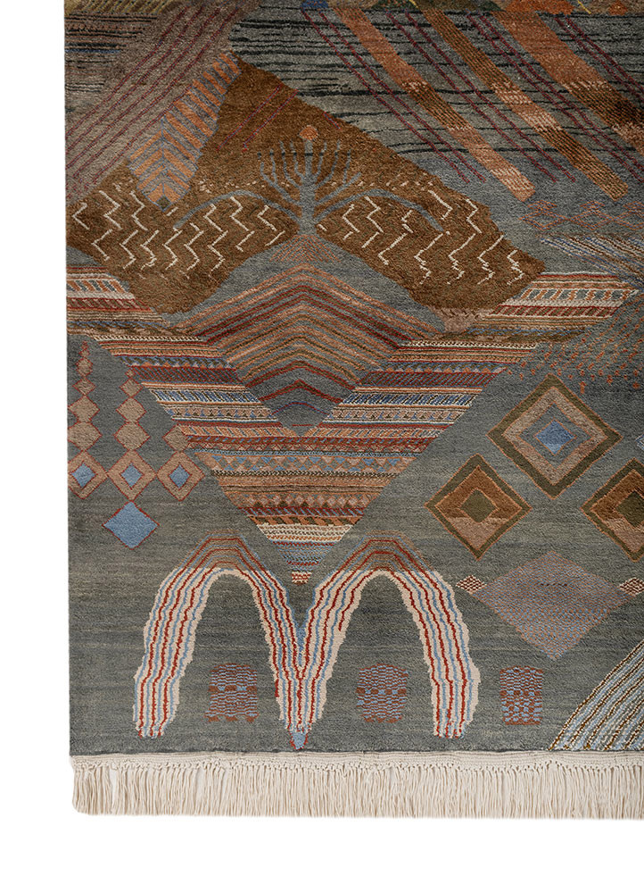 manchaha green silk hand knotted Rug - Corner manchaha green silk hand knotted Rug - Corner