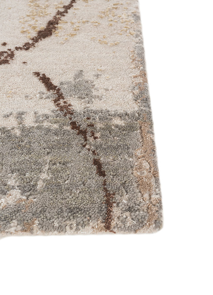 aprezo ivory wool and bamboo silk hand knotted Rug - Corner