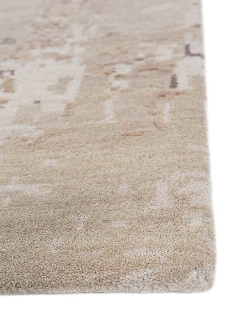 tattvam ivory wool and bamboo silk hand knotted Rug - Corner tattvam ivory wool and bamboo silk hand knotted Rug - Corner