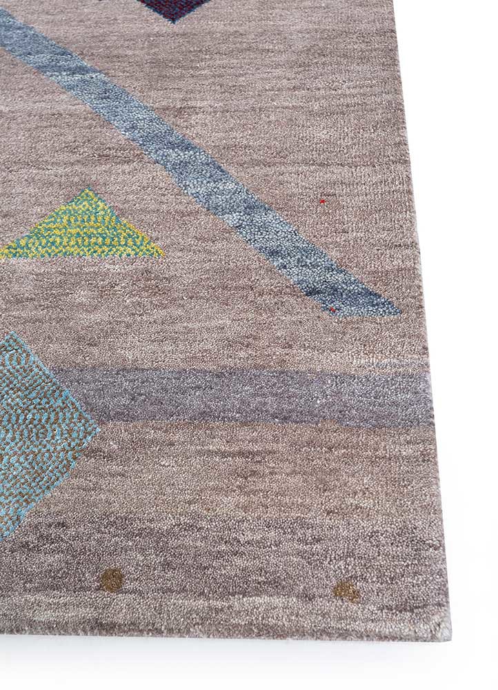 freedom manchaha beige and brown wool and silk hand knotted Rug - Corner