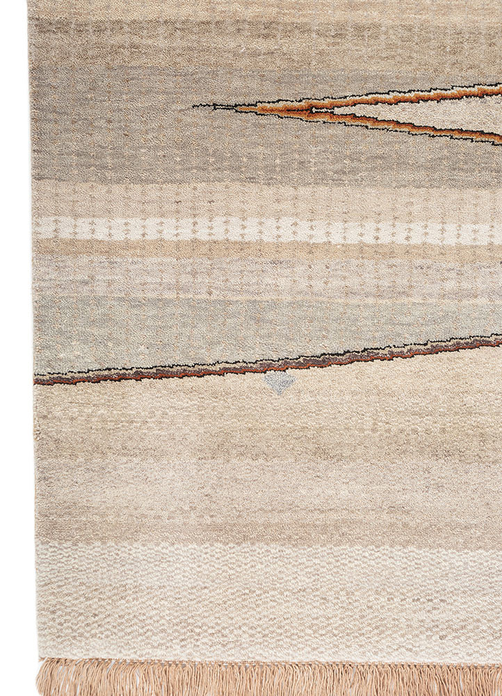 manchaha beige and brown wool and silk hand knotted Rug - Corner manchaha beige and brown wool and silk hand knotted Rug - Corner