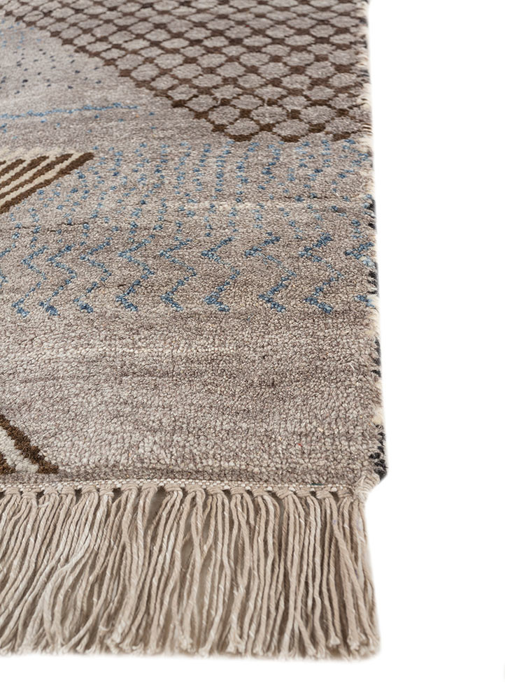 freedom manchaha grey and black wool and silk hand knotted Rug - Corner freedom manchaha grey and black wool and silk hand knotted Rug - Corner