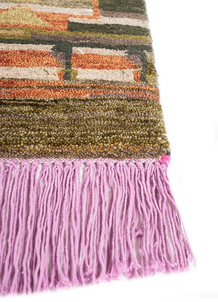 freedom manchaha green wool and silk hand knotted Rug - Corner
