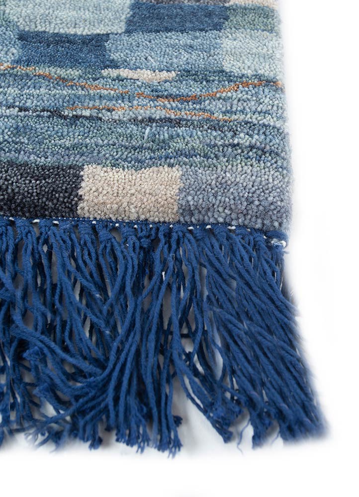 manchaha blue wool and silk hand knotted Rug - Corner manchaha blue wool and silk hand knotted Rug - Corner