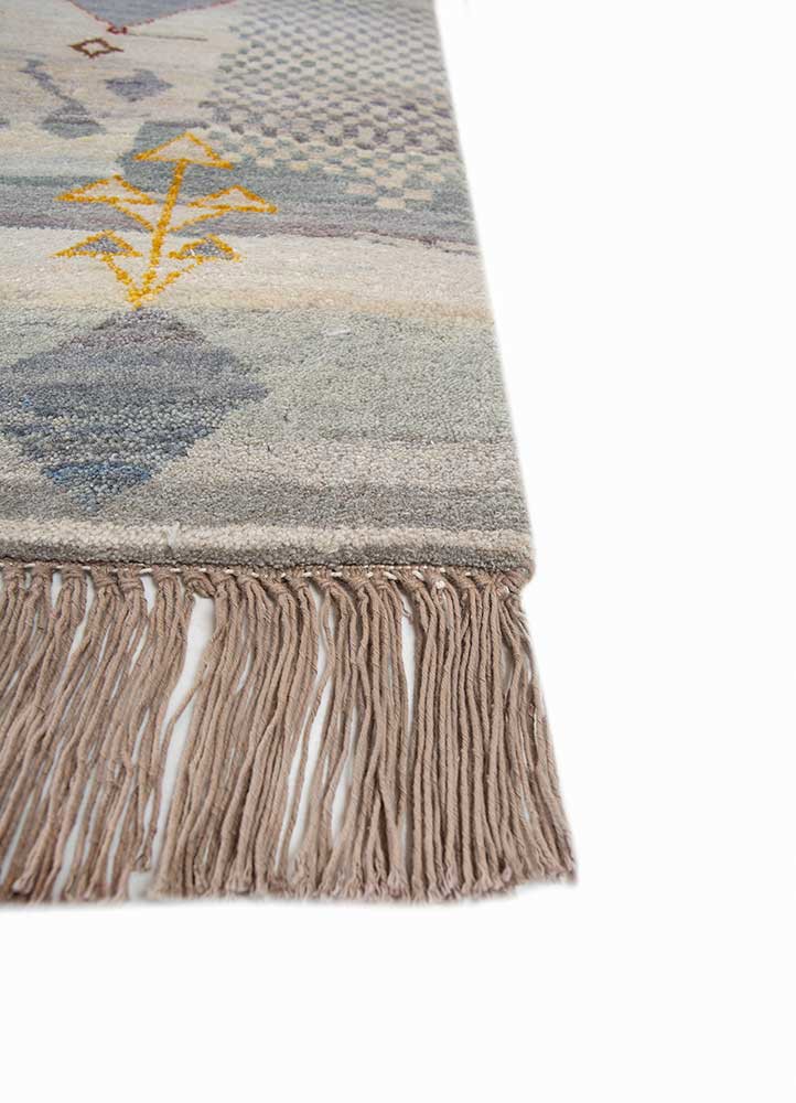 manchaha blue wool and silk hand knotted Rug - Corner