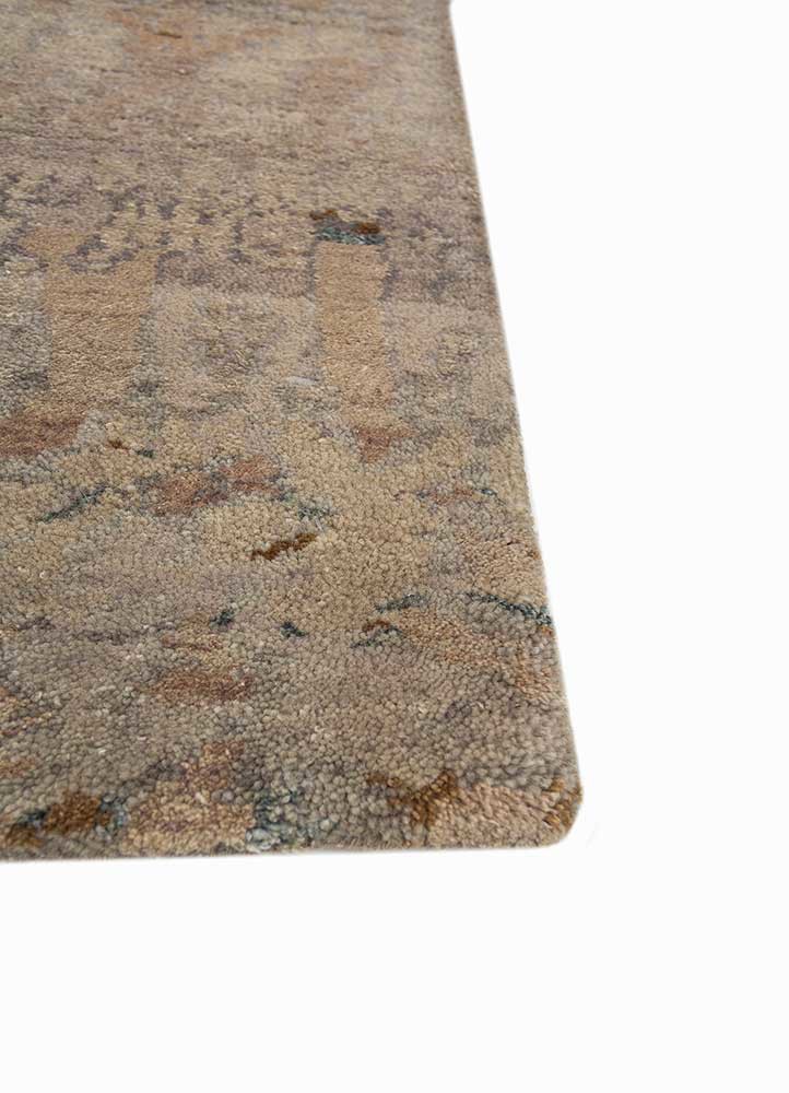 manchaha grey and black wool and silk hand knotted Rug - Corner