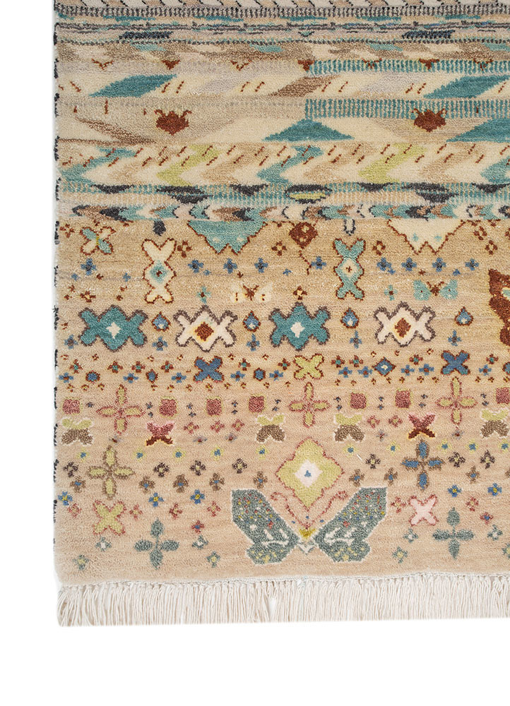 freedom manchaha ivory wool and silk hand knotted Rug - Corner freedom manchaha ivory wool and silk hand knotted Rug - Corner
