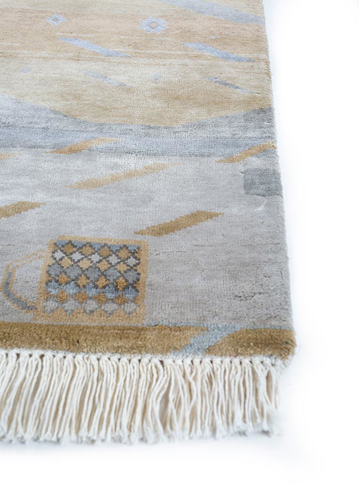 manchaha grey and black silk hand knotted Rug - Corner manchaha grey and black silk hand knotted Rug - Corner
