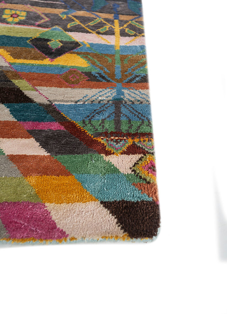 manchaha blue silk hand knotted Rug - Corner manchaha blue silk hand knotted Rug - Corner