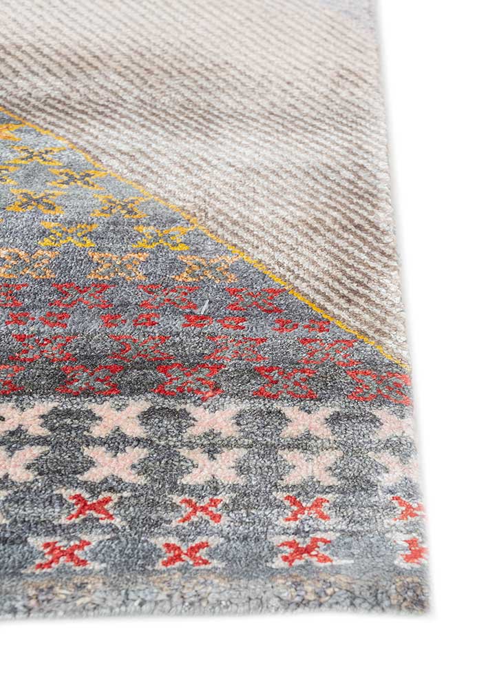manchaha blue silk hand knotted Rug - Corner