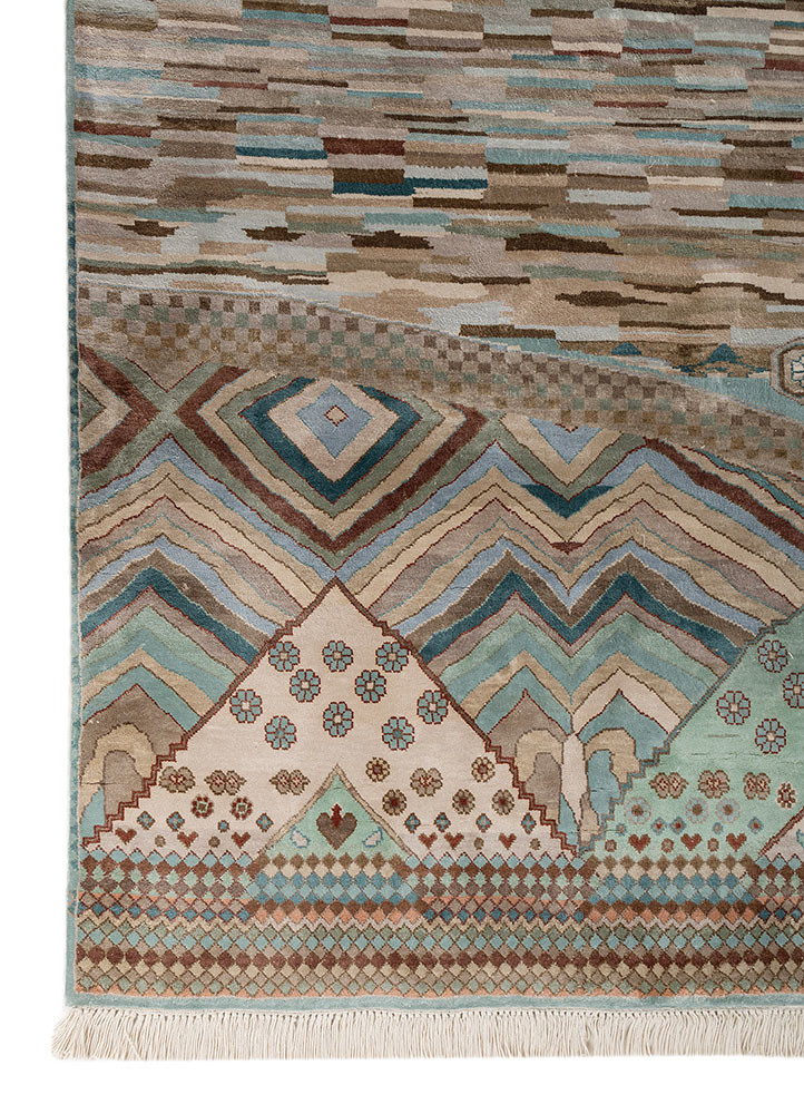 manchaha ivory silk hand knotted Rug - Corner manchaha ivory silk hand knotted Rug - Corner
