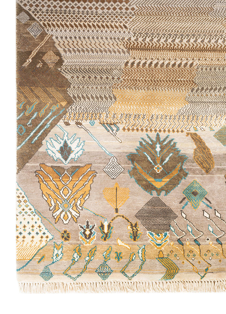 manchaha ivory silk hand knotted Rug - Corner manchaha ivory silk hand knotted Rug - Corner