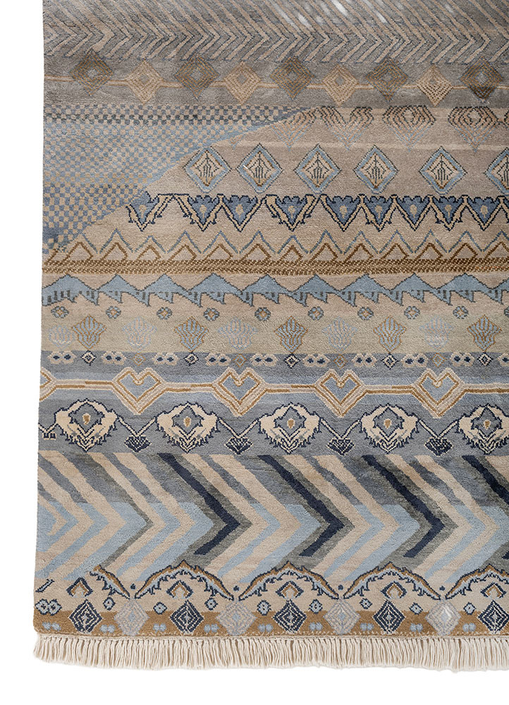 manchaha grey and black silk hand knotted Rug - Corner manchaha grey and black silk hand knotted Rug - Corner