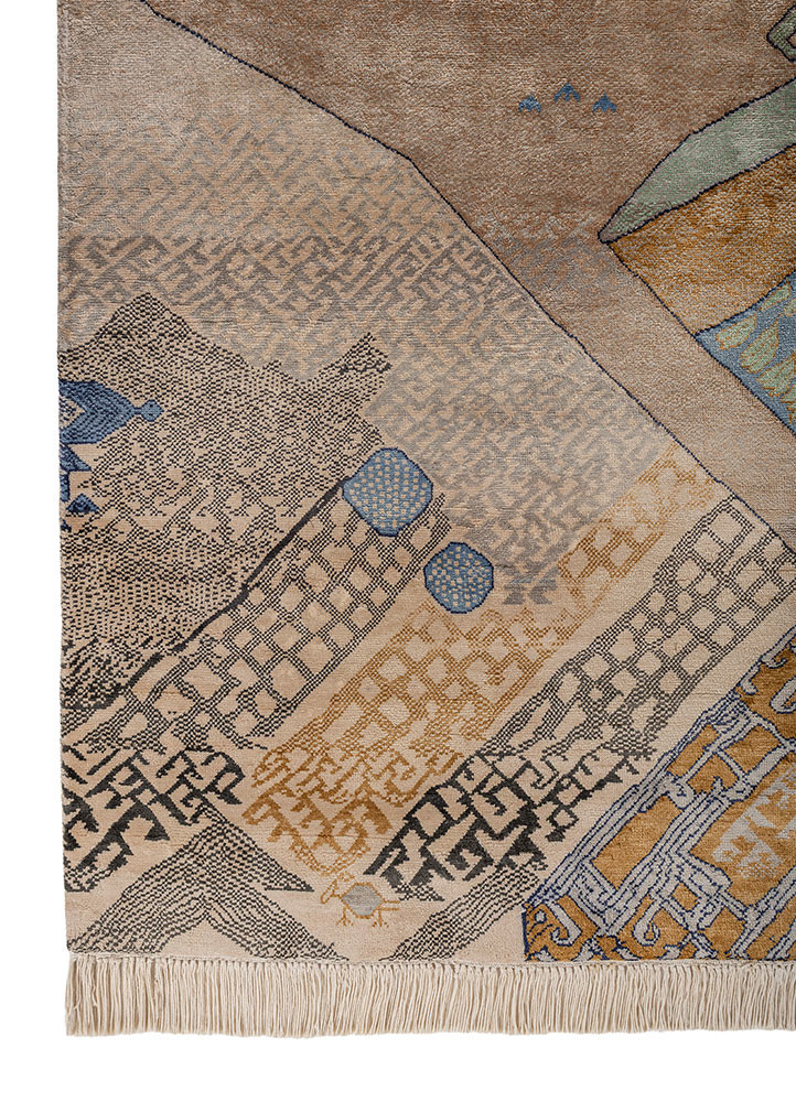 manchaha grey and black silk hand knotted Rug - Corner manchaha grey and black silk hand knotted Rug - Corner
