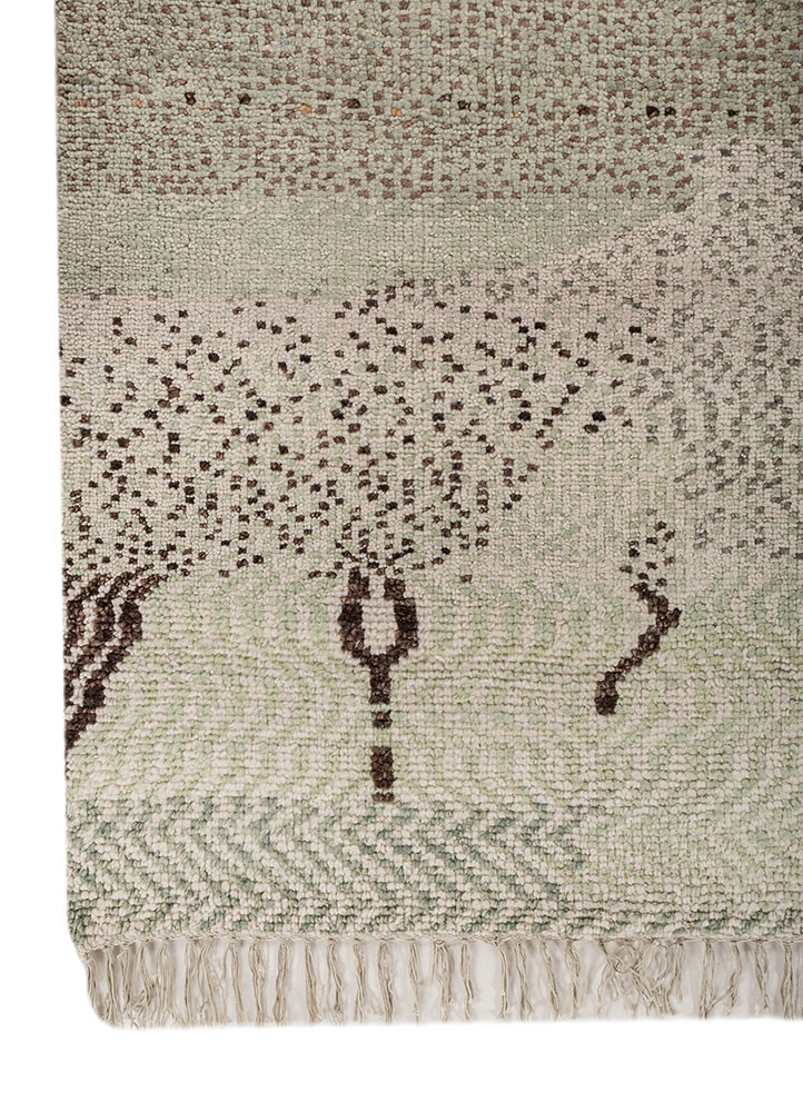 kavi x manchaha green wool hand knotted Rug - Corner kavi x manchaha green wool hand knotted Rug - Corner
