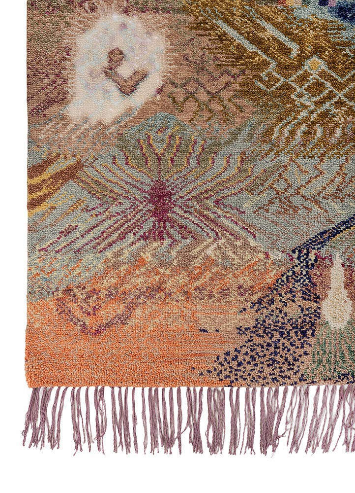 kavi x manchaha gold wool hand knotted Rug - Corner