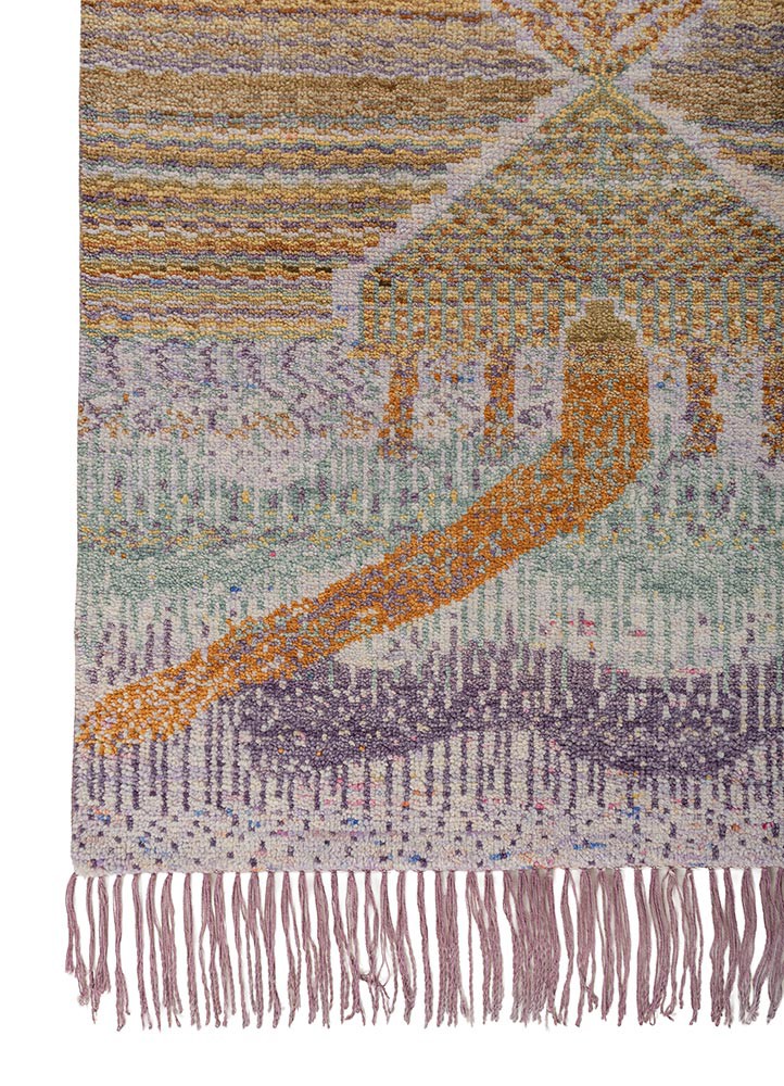 kavi x manchaha pink and purple wool hand knotted Rug - Corner kavi x manchaha pink and purple wool hand knotted Rug - Corner