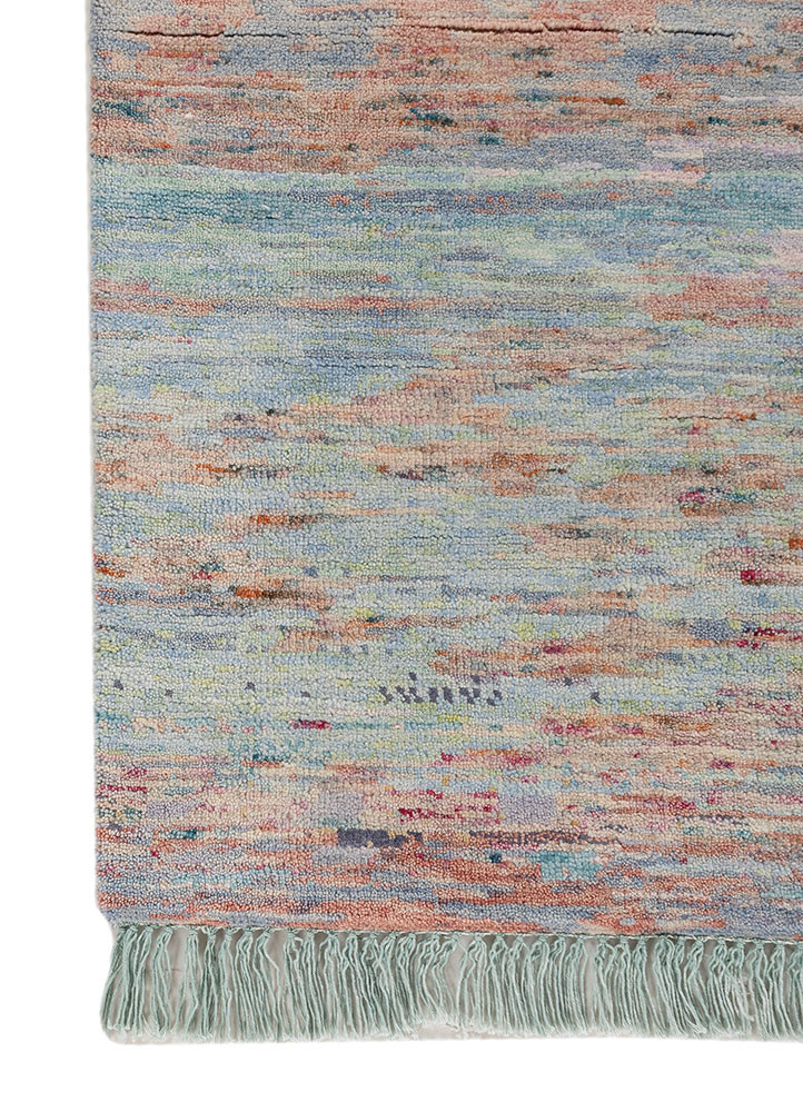 kavi x manchaha pink and purple wool hand knotted Rug - Corner