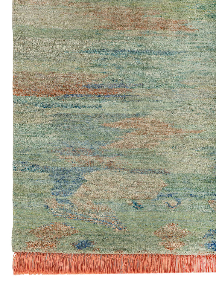 kavi x manchaha blue wool hand knotted Rug - Corner kavi x manchaha blue wool hand knotted Rug - Corner