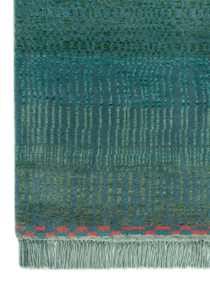kavi x manchaha green wool hand knotted Rug - Corner kavi x manchaha green wool hand knotted Rug - Corner
