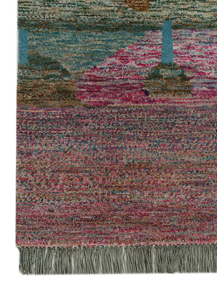 kavi x manchaha pink and purple wool hand knotted Rug - Corner kavi x manchaha pink and purple wool hand knotted Rug - Corner