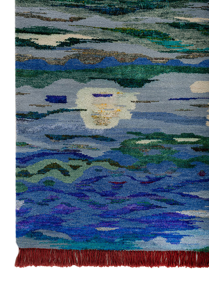 kavi x manchaha blue wool hand knotted Rug - Corner kavi x manchaha blue wool hand knotted Rug - Corner