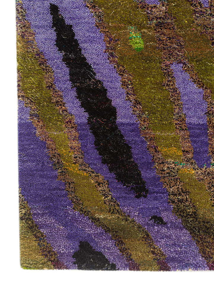 kavi x manchaha pink and purple wool hand knotted Rug - Corner kavi x manchaha pink and purple wool hand knotted Rug - Corner