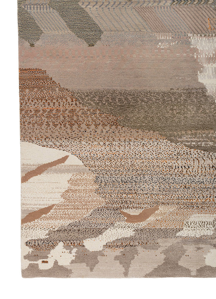 kavi x manchaha ivory wool and bamboo silk hand knotted Rug - Corner kavi x manchaha ivory wool and bamboo silk hand knotted Rug - Corner
