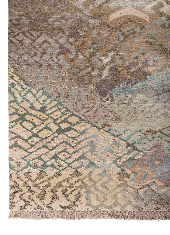 kavi x manchaha grey and black wool and bamboo silk hand knotted Rug - Corner kavi x manchaha grey and black wool and bamboo silk hand knotted Rug - Corner