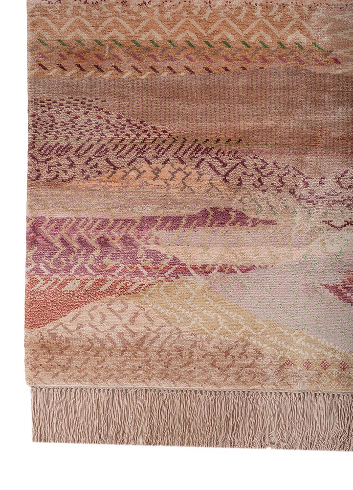 kavi x manchaha red and orange bamboo silk hand knotted Rug - Corner kavi x manchaha red and orange bamboo silk hand knotted Rug - Corner