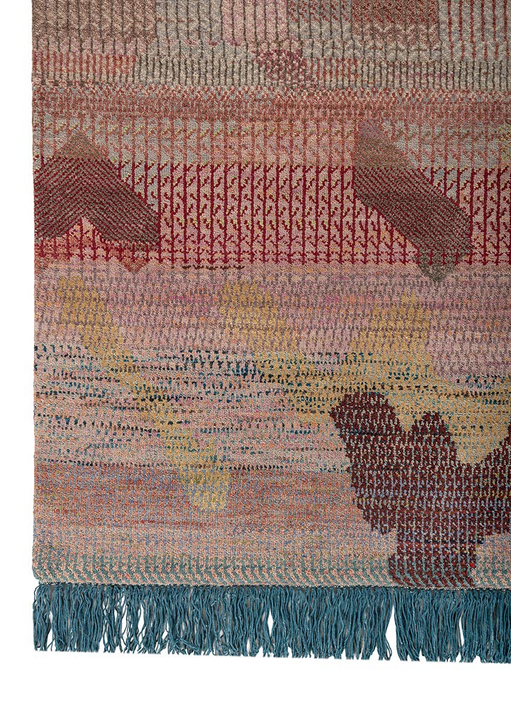 kavi x manchaha pink and purple wool hand knotted Rug - Corner kavi x manchaha pink and purple wool hand knotted Rug - Corner
